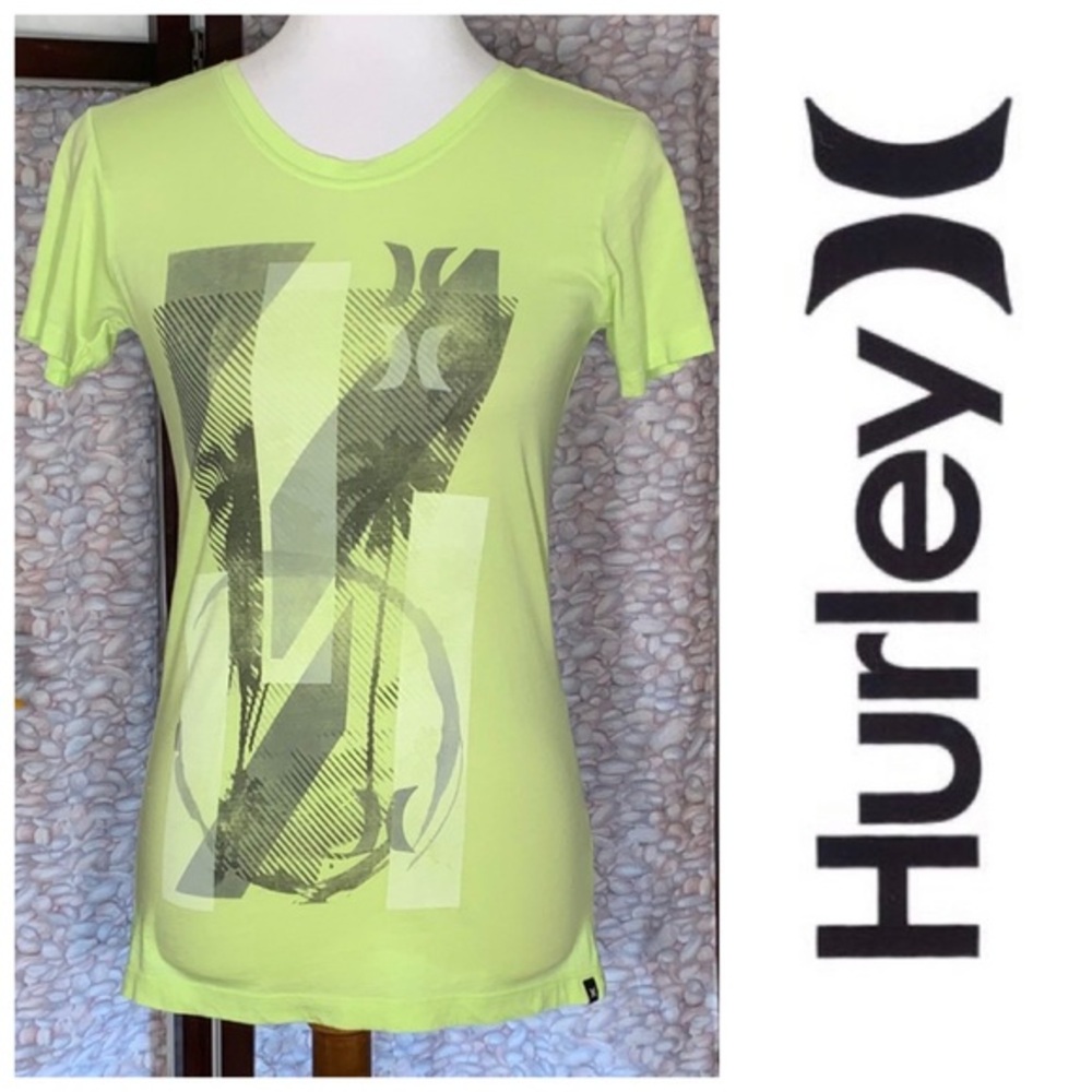 Hurley yellowish-green logo short sleeve tee.